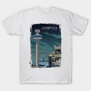 Liverpool England United Kingdom Vintage Minimal Retro Travel Poster T-Shirt